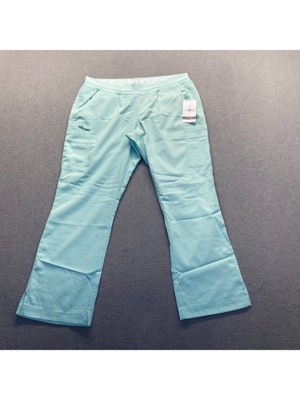 Med Couture Touch Women's 7-Pocket STRETCH Logo Elastic Double Cargo Scrub Sz SP